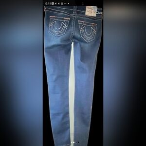 True Religion Halle Mid Rise Super Skinny Jeans Dark Wash Women’s Size 25 Stretc